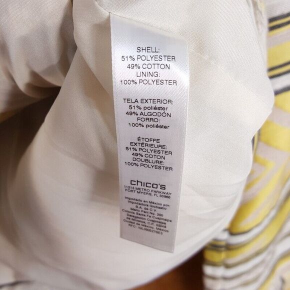 CHICOS Womens Jacket Size 0 Small Yellow Gray Moto Zip Up Aztec Jacquard - Picture 6 of 8